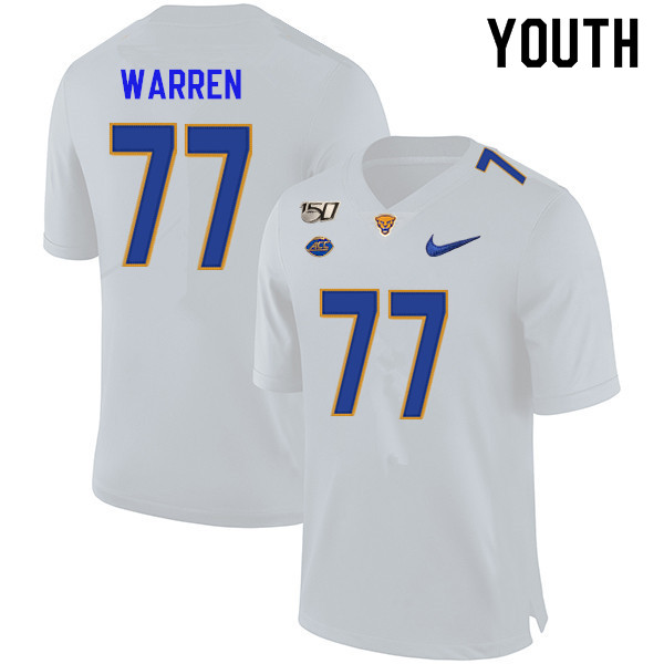 2019 Youth #77 Carter Warren Pitt Panthers College Football Jerseys Sale-White
